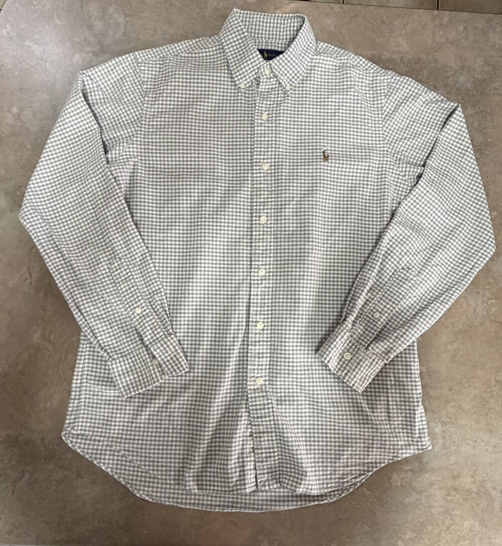 Polo Ralph Lauren Button Down Oxford Shirt Men Sz M Gingham Plaid Classic Fit